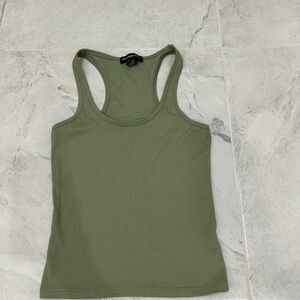 Olive Green Ribbed Tank Top